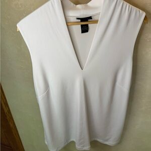 Lane Bryant White V-Neck Sleeveless Shell